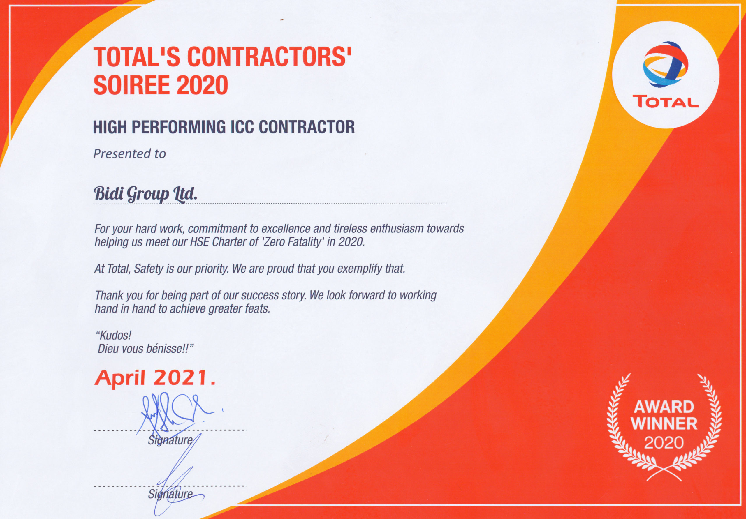Total Ghana High Performing ICC Contractor